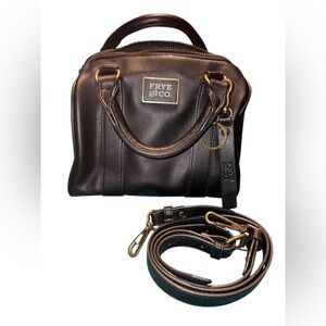 FRYE AND CO. Brown Leather Satchel with Gold Hardware